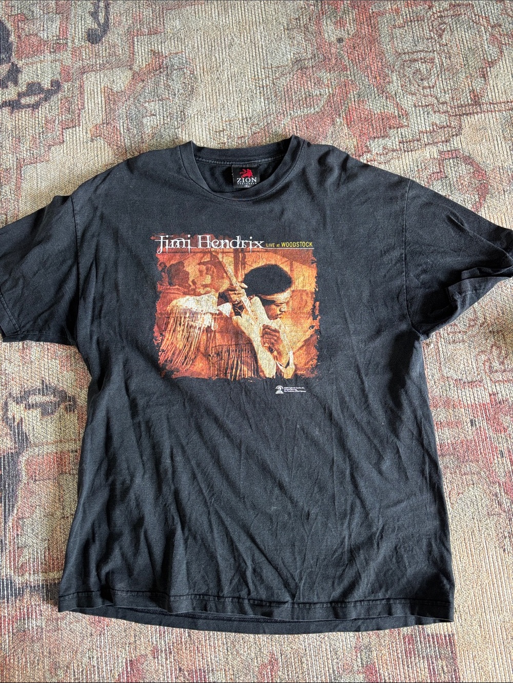 Vintage Black Jimi Hendrix Graphic Tee with Orange Artwork